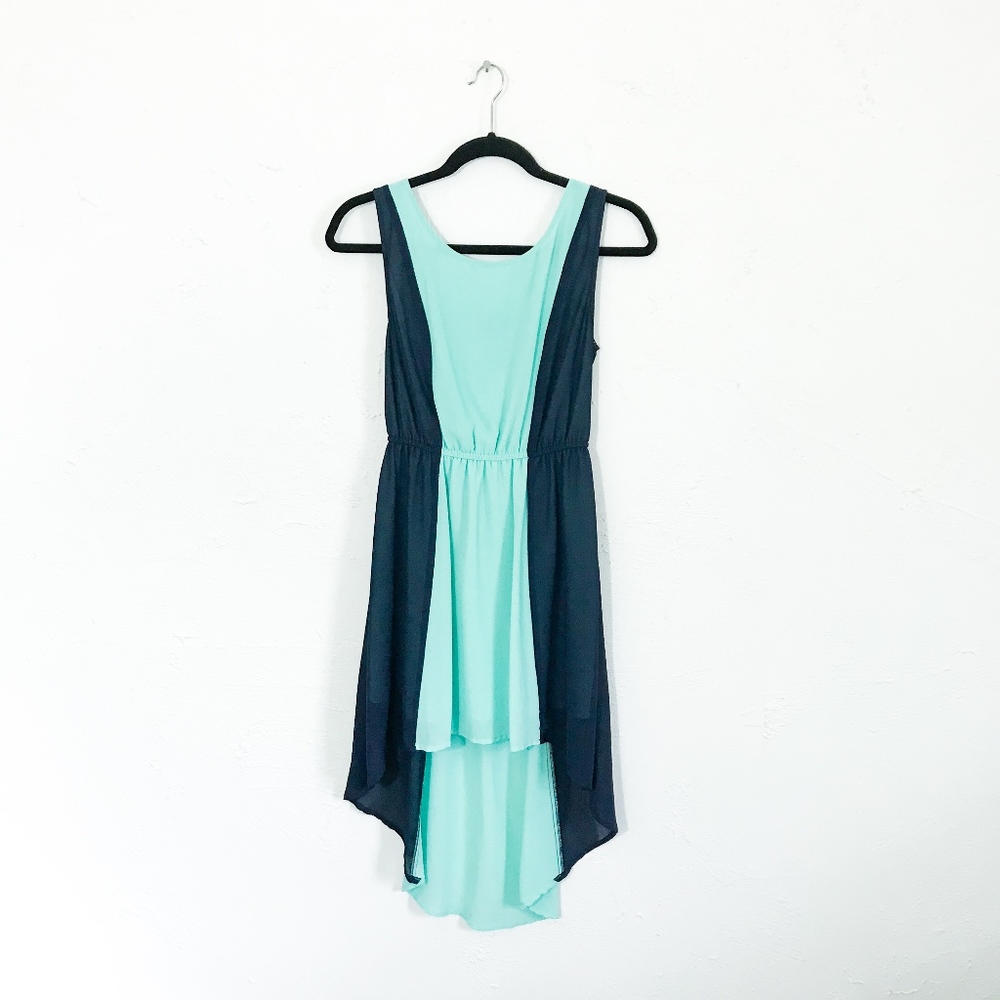Forever 21 High Low Mint and Navy Dress